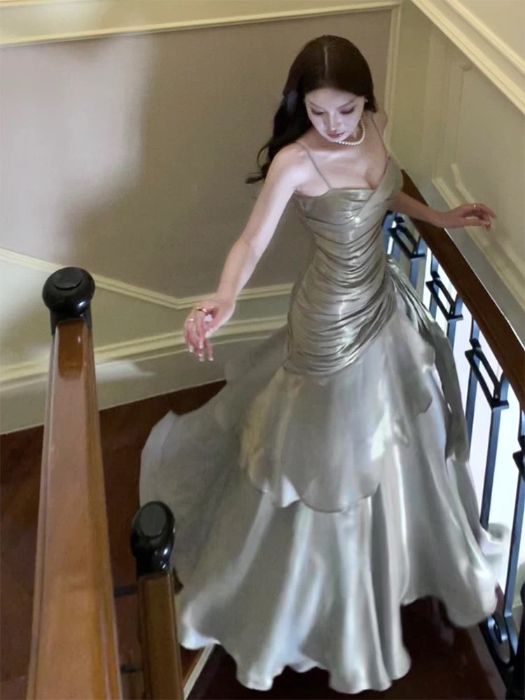 Simple Mermaid Sweetheart Neck Floor Length Gray Prom Dress