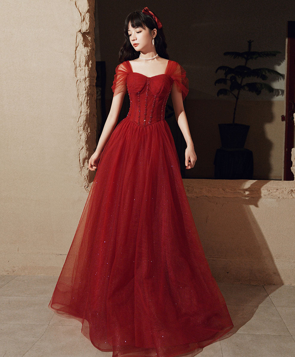 Black Tulle Off Shoulder Long Prom Dress, Black Formal Graduation Dresses