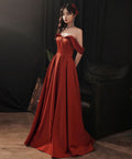 Simple Red Satin Long Prom Dress,  Formal Graduation Dresses