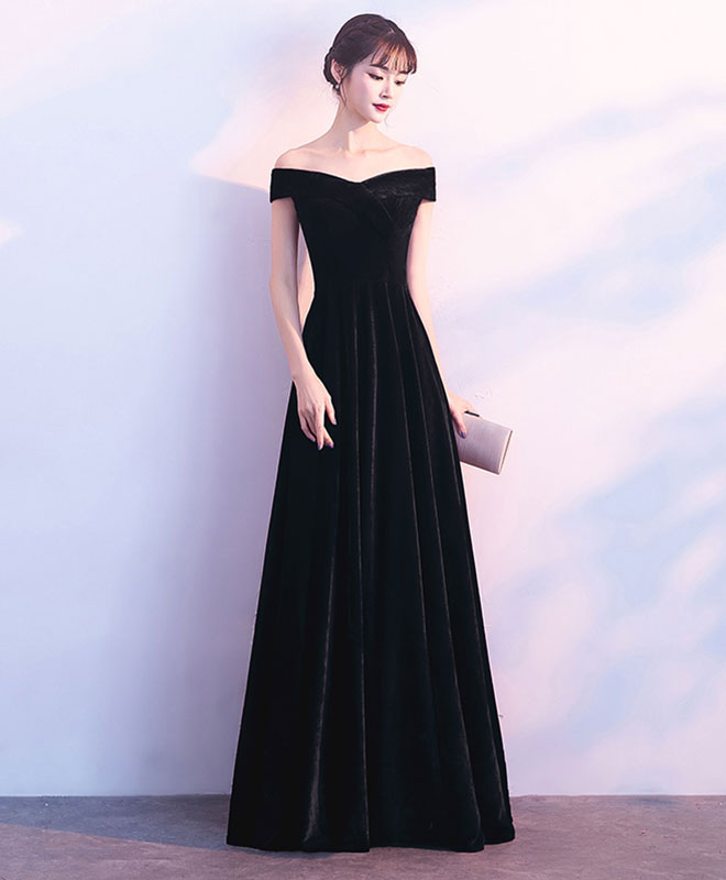 Burgundy V Neck Velvet Long Prom Dress, Evening Dress